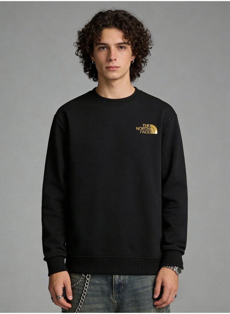 THE NORTH FACE 2026 The North Face gold Logo unisex round neck shirt, high-grade cotton blended loose pullover, ribbed cuffs, outdoor casual street wear for men and women. - Image 5